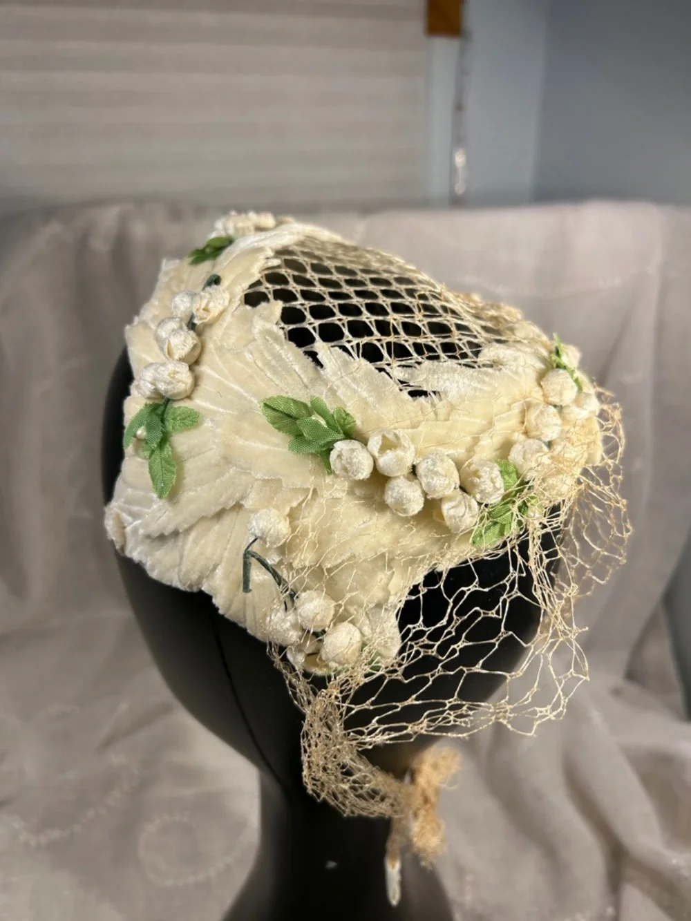 Vintage floral flower headpiece halo piece Lily of the Valley - Picture 3 of 12